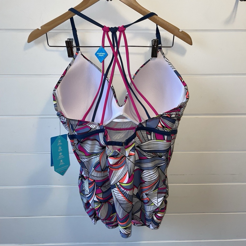 NWT Free Country Tankini Pink/Gray Mix Match Swimwear Adjustable Straps Size: XL - Picture 3 of 5